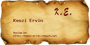 Keszi Ervin névjegykártya